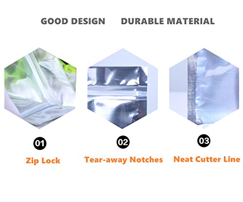 Wekoil 50 PCS Large Mylar Bags Clear Zipper Lock Aluminum Foil Bags Resealable Packaging Plastic Pouches Bulk Foil Lined Seal Wrapper Coffee Candies Electronic Accessories Storage 18CMx25CM/7 x10