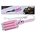 3 Barrel Curling Iron, PrettyQueen Fast Heating Curlers for Long Hair Waving Irons with LCD Display Hair Crimping Ceramic Curling Irons, Pink