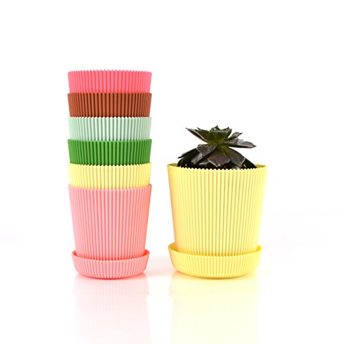 Truedays 5.3   set of 6 multicolored circle flower plant pots / p…