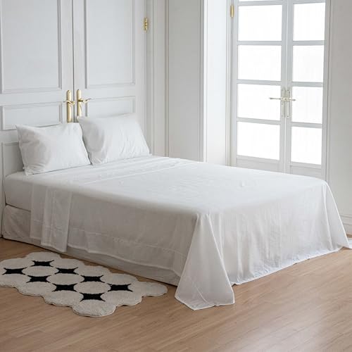 golddice Super Refreshing Fitted Sheet, Height 35 cm, Made in KOREA New Fabric Technology Refreshing Duraron Cool by Qmax < 0.4 Immediate Refreshing Effect White (160 x 200 x 35 cm)