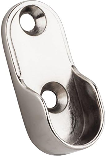 Box of 6- Chrome Finish -Oval--Open Closet Bracket For Oval Closet Rod-