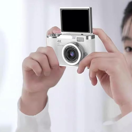 Câmera Digital 4K Ultra HD 48MP com Tela LCD Giratória 180°, Zoom Digital 8X, Flash LED, Bateria Recarregável – Ideal para Vlog, Selfie, Viagem e Iniciantes (Rosa)