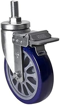 1PC EDL Heavy Duty 6 Inch Casters Wheels 300Kg Polyurethane PU Wheels Castors Aluminum Thread Screw Bearing Brake Locking Roller Industrial for trolley
