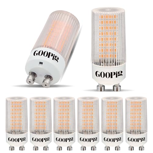 Goopig GU10 LED Corn Bulbs 3.5W Warm White 2700K, Equivalent to 50W Halogen Lamp, 385 Lumens, Clear Cylindrical T22, No Flicker, Non-Dimmable, 360° Beam Angle, 6 Pieces