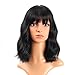 UQINZ Bob Curly Wigs with Bangs for Women Synthetic Wavy Hair Short Black Wig for Girls Cosplay Party Daily Holiday Gift Natural Looking
