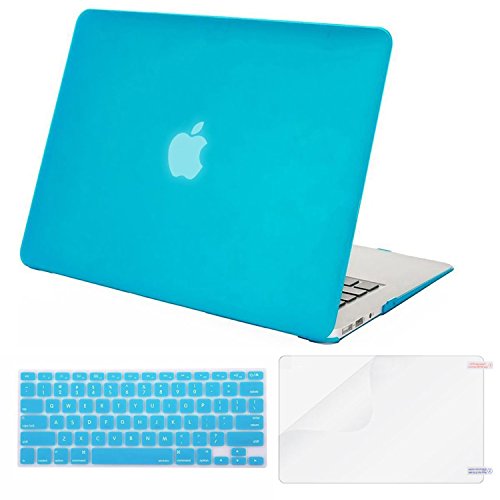 Mosiso Plastic Hard Case with Keyboard Cover with Screen Protector for MacBook Air 11 Inch (Models: A1370 and A1465), Aqua Blue