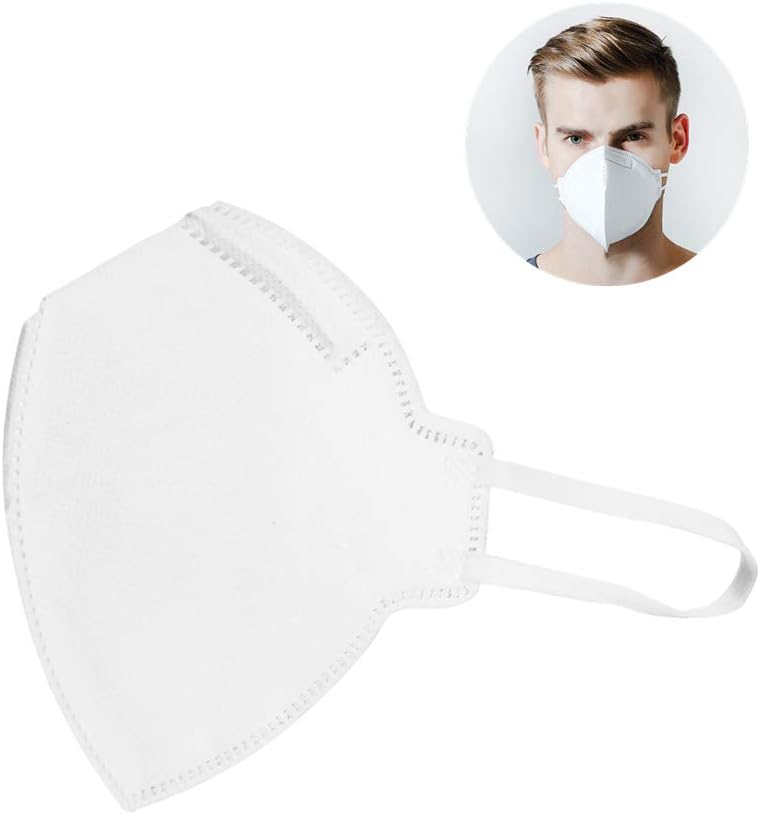 N95 Mask, 5-Layer Safety Face Masks, Respirator Face Mouth Masks Activated Carbon Adjustable Nose Piece Unisex Fold Flat Dust Masks (2)