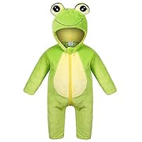 Kirmoo Unisex Baby Animal Costume Winter Autumn Flannel Hooded Romper Cosplay Jumpsuit (100 (for 18~24 Months), Frog)