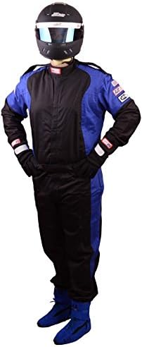 RJS RACING SFI 3-2A/1 ELITE 1 PIECE FIRE SUIT RACE BLACK &amp; BLUE SIZE ADULT 3X