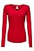 Luna Flower Women's Basic Sexy Deep V-neck Long Sleeve Thermal Tee Tops
