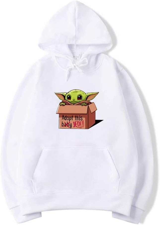 Baby Yoda Cartoon 3D Printed Hoodie for Adult & Kids Classic Black Long Sleeve Drawstring Pullover Christmas The Mandalorian Lightweight Hooded Sweatshirt with Pocket