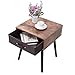 IWELL Mid-Century Nightstand, Wooden End Table with Drawer, Side Table for Small Spaces & Bedroom, Solid Wood Legs Decent Furniture, Brown