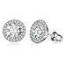 Studs Earrings,18k White Gold Plated Cubic Zirconia Cushion Shape Halo Stud Earrings CZ Earrings for Women for Teen Girls