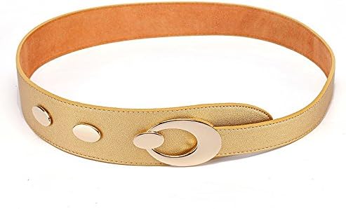 Orinery Genuine Leather Belt For Women Solid Wide Waist Belt (Gold)