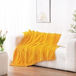 Linecooo Yellow Fleece Throw Blanket