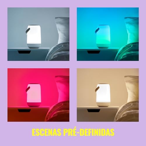 Wiz - lâmpada portátil móvel luz branca e colorida efeito de iluminação de zona dupla controle de voz e painel touch, com tecnologia spacesense e compatível com alexa e google home