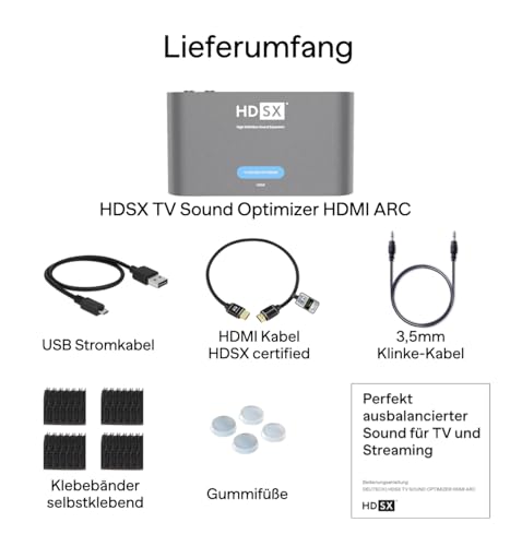 HDSX TV Sound Optimizer HDMI ARC | Even Volume, Clear Speech for TV, Streaming and Gaming | Premium TV Sound | PCM 2.0 | Virtual 3D Sound HDSX.360 | PassTHRU for DD5.1, DD+, Atmos