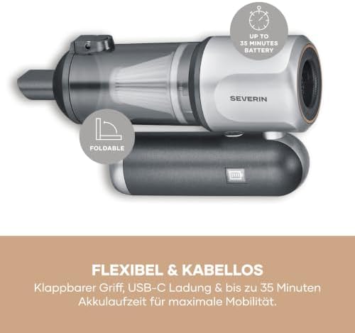 3-in-1 Akku-Handstaubsauger, Luftbläser & Aufpumper, Staubgebläse, für Luftmatratzen, Auto, Haushalt, 3 Stufen, 17000Pa, Kabellos, 240000U/min, S-Power Duoboost, 120W, anthrazit, HV 7149