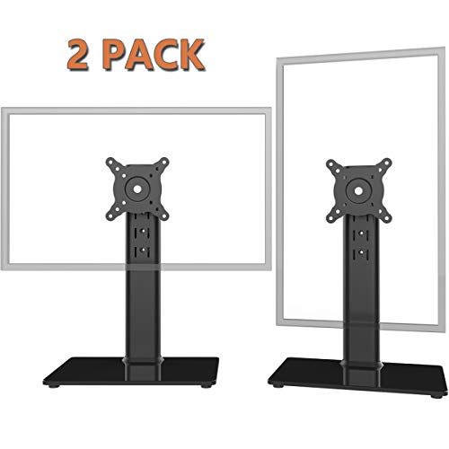 2 Pack Single LCD Computer Monitor Free-Standing Desk Stand Riser for 13 inch to 32 inch Screen with Swivel, Height Adjustable, Rotation, Holds One (1) Screen up to 77Lbs(HT05B-201)
