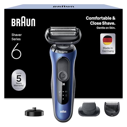 Braun Series 6 Elektrorasierer mit EasyClick Barttrimmer Aufsatz, SensoFlex Rasierer Herren Elektrisch, Ladestation, Wet & Dry, Geschenk Mann, Made in