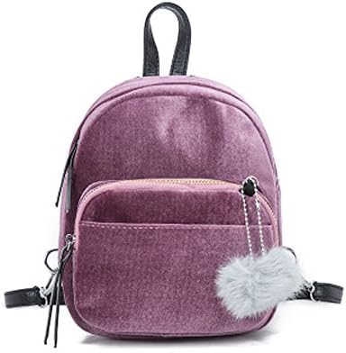Creazrise Women Fashion School Bags Mini Thicken Corduroy Backpacks Fashion Canvas Tassel School Bags (Pink c)