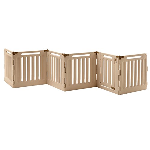 Richell Convertible Indoor/Outdoor Pet Playpen, Large, Soft Tan/Mocha