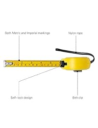 Cinta métrica H DA TL 0413M de 118.1 in (9.8 ft), cinta métrica retráctil y cinta métrica, con correa de muñeca para la construcción, casa, carpintería