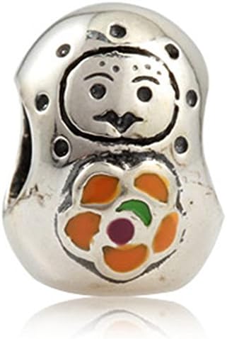 Choruslove Russian Babushka Doll Charm 925 Sterling Silver Bead for European Bracelets