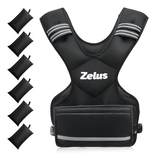 ZELUS Chaleco con Peso Ajustable para Hombres y Mujeres, Body Weighted Vest con 6 Pesas de Hierro para Entrenamiento Cardiovascular, Running y Fitness en Casa