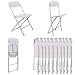 Sandinrayli 10 PCs White Plastic Folding Chairs Commercial Quality Stackable Outdoor Event Wedding Party Chairs