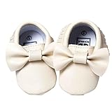 Voberry Baby Boys Girls Soft Soled Tassel Bowknots Crib Shoes PU Moccasins (0~6M, White)