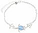 Arthur's Jewelry 925 sterling silver Hawaiian honu sea turtle cz blue synthetic opal link chain anklet 9