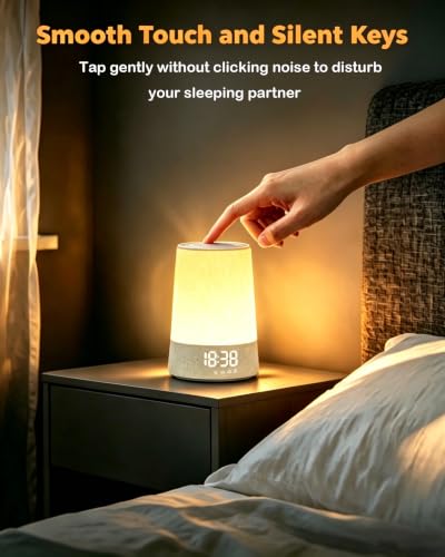 Dawn Simulator Light Alarm Clock, Alarm Clock with 7 Ringtones, 30 Natural Sounds Snooze, Timer, Morning Alarm Clock on LED Bedside Lamp, 10 Brightness Levels Night Light for Children Adults
