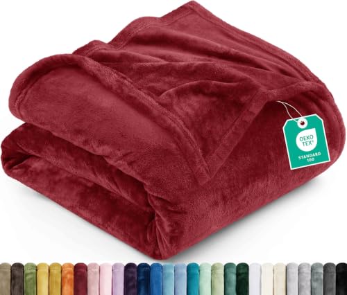 Utopia Bedding King Fleece Blanket 259x228cm 300GSM – Extra Large Soft Fluffy Versatile Luxury Decorative Throws For Sofa, Bed & Settees – Warm Breathable Cosy Gift For Men & Women, Burgundy