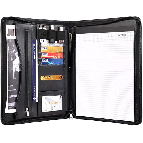 Leathario Leather Folder Business Conference A4 Portfolio Folder Padfolio Noted Case for Work