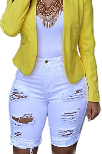 Zojuyozio Women Summer Casual High Waist Ripped Demin Shorts Jeans Trouses Plus Size White 3XL