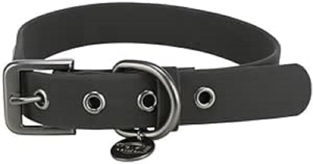 TRIXIE dog collar CityStyle M: neck circumference 13.8–16.5 inches / 0.79 inches black PVC collar for medium-sized dogs, adjustable, water-repellent & wipeable, 1971501