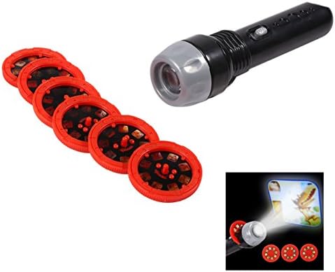 Mini Projector Flashlight for Kids Animal Classical Tales Story Slide Show Educational Toy Night Light (Random Color)