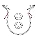 Chains with Clamps by BeSTreaM and Nipple Clips Silver Metal Vintage Hearts Non Piercing One Pair