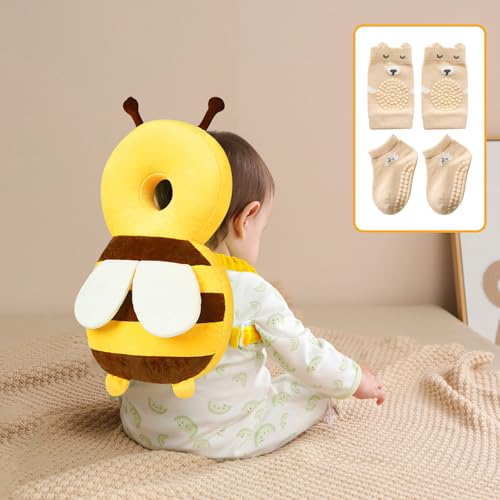 Grnstf Baby Head Protector Backpack, Baby Head Protection Backpack, Adjustable（Bee）