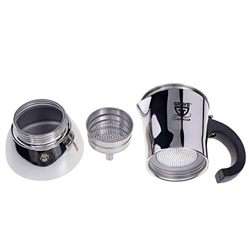 GRÄWE Espressokocher Induktion geeignet, Espressokanne aus Edelstahl für 4 Tassen, Klassischer Espresso Maker ohne… – Bild 4