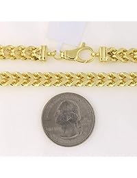 Cadena de oro amarillo de 14 quilates, 0.252 in, corte de diamante brillante, cuadrada, para colgantes y colgantes con cierre de pinza de langosta (24.0 in o 26.0 in)