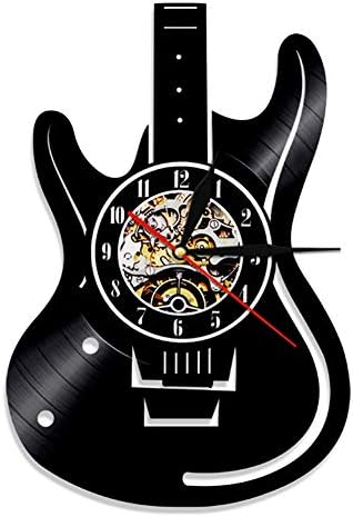 GJFLife Vinyl record Wall clock Musical instruments, Retro Silent Punctual Decoration Clocks Unique modern art gift idea for music fans-B d:34cm
