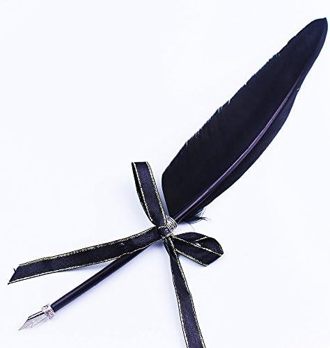 Featty Gifts Writing Quill Pen Vintage Hand Crafted Retro Feather,6 Colors (Black)