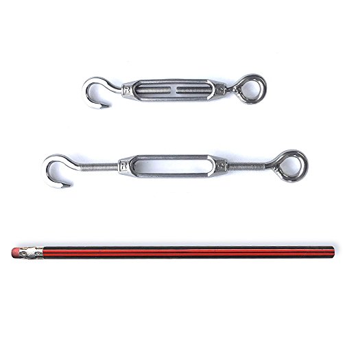 Imagine 5Pcs M4 Stainless Steel 304 Hook & Eye Turnbuckle Wire Rope Tensioner (M4 Eye & Hook)