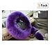 Younglingn Car Steering Wheel Cover Gear Shift Handbrake Fuzzy Cover 1 Set 3 Pcs Multi-Colored with Winter Warm Pure Wool Fashion for Girl Women Ladies Universal Fit Most Car (Purple)
