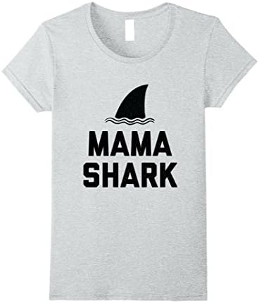 Womens Mama Shark Fin Best Mom Distressed Shirt Medium Heather Grey