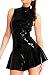 H.X Sexy Women's PVC Zip Front Clubwear Dress Lingerie Skirt (US 10/Tag XL, Black)