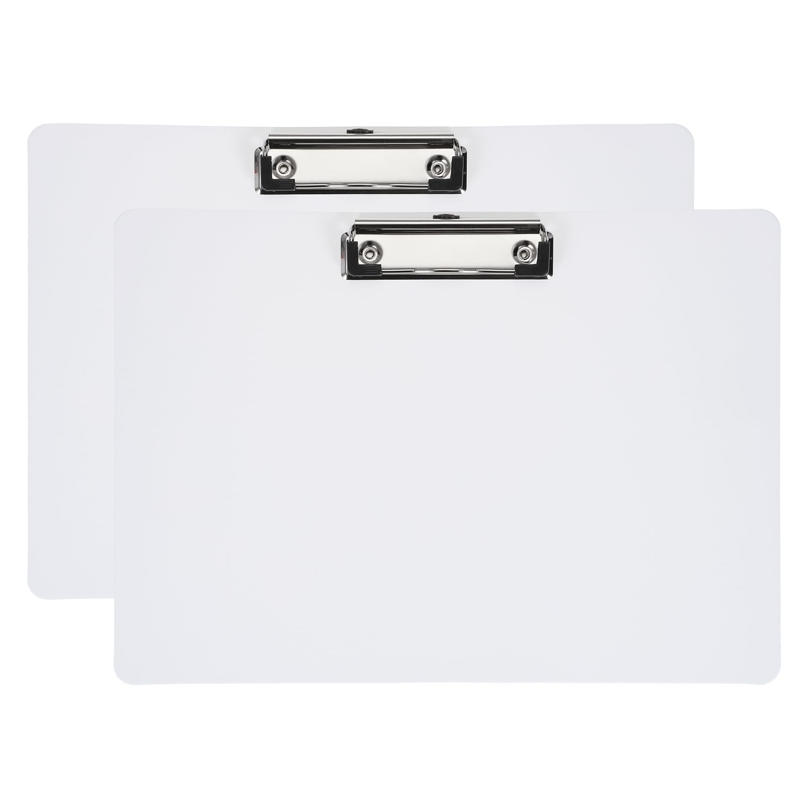PATIKIL 12.4 x 8.86 Inch Clipboard Landscape, 2 Pack A4 PP Plastic Office Clipboards Low Profile Clip for Office Drawing Sketching, White