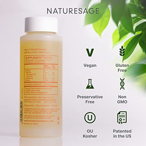 Naturesage Pure Vegan Liquid Omega 3 6 9 Oil, Plant Based Alternative